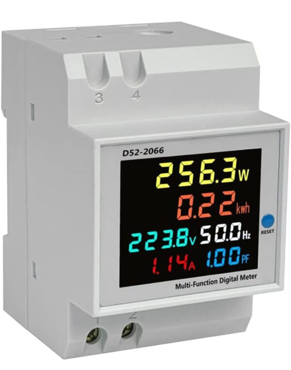 Model D52-2066 6in1 Display Smart Meter DIN Rail AC Monitor Voltage Current Power Factor Active Kwh Electric Energy Frequency Meter,Multi-Function Digital Meter